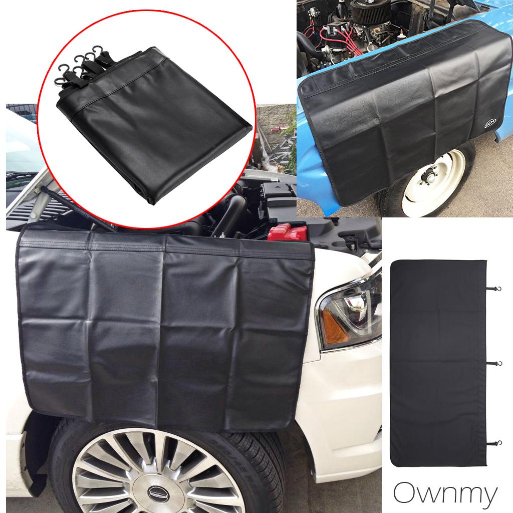 OwnMy Lightweight Automotive Mechanic Magnetic Leather Fender Cover Protector Gripper Mat Pad with Hooks for Repair Automotive Work